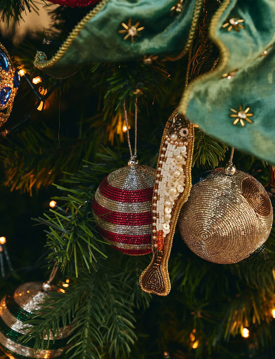 Anna + Nina - Beaded Sardine Ornament Set of 3 - weihnachtskugeln - multicolor - 2