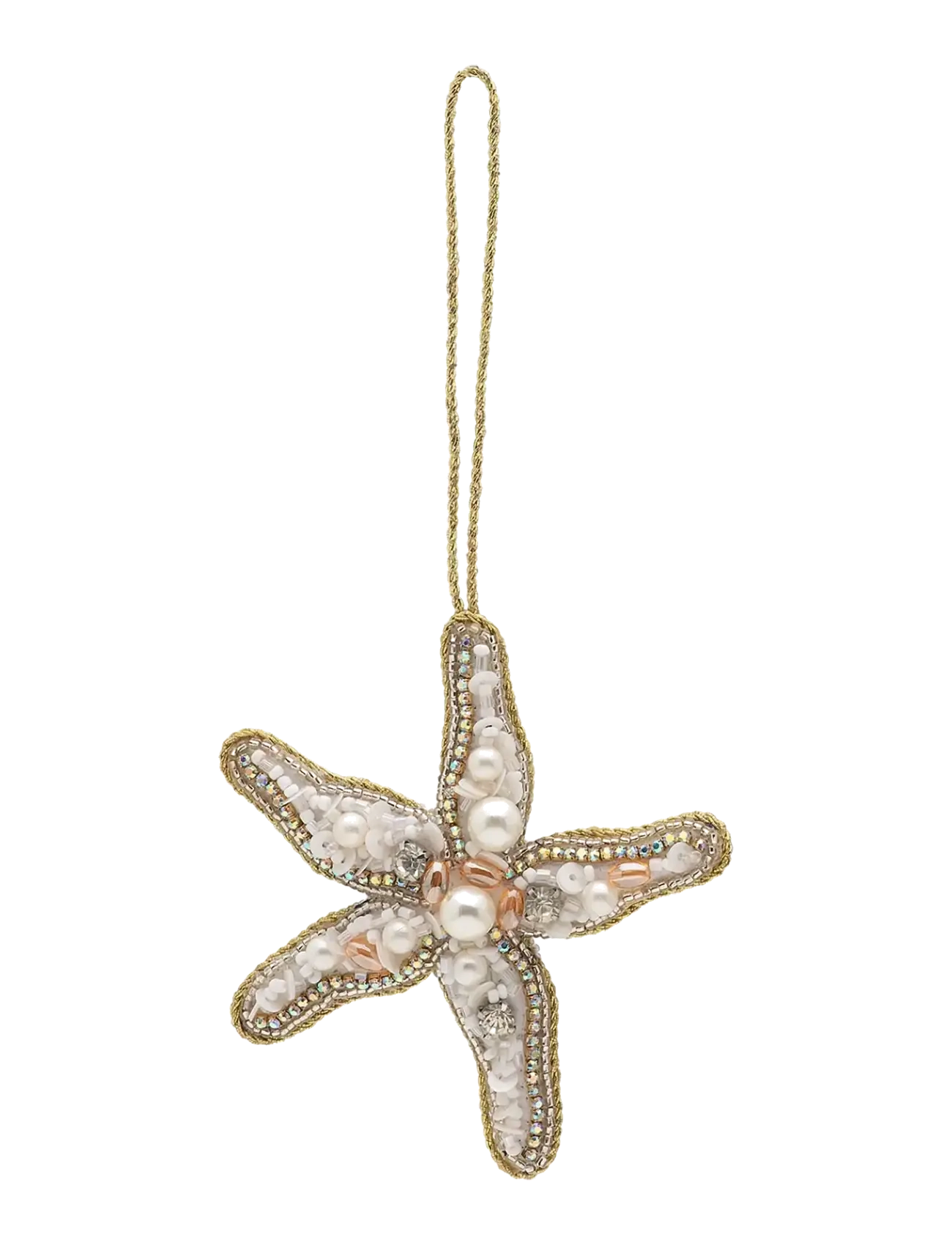 Anna + Nina Beaded Starfish Ornament - Julepynt - WHITE / white