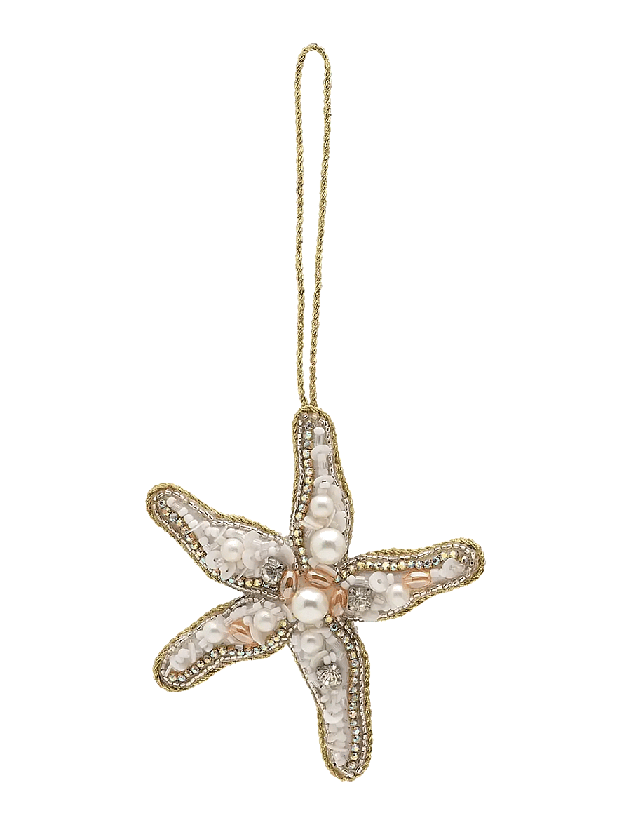 Anna + Nina - Beaded Starfish Ornament - jõuluehted - white - 1