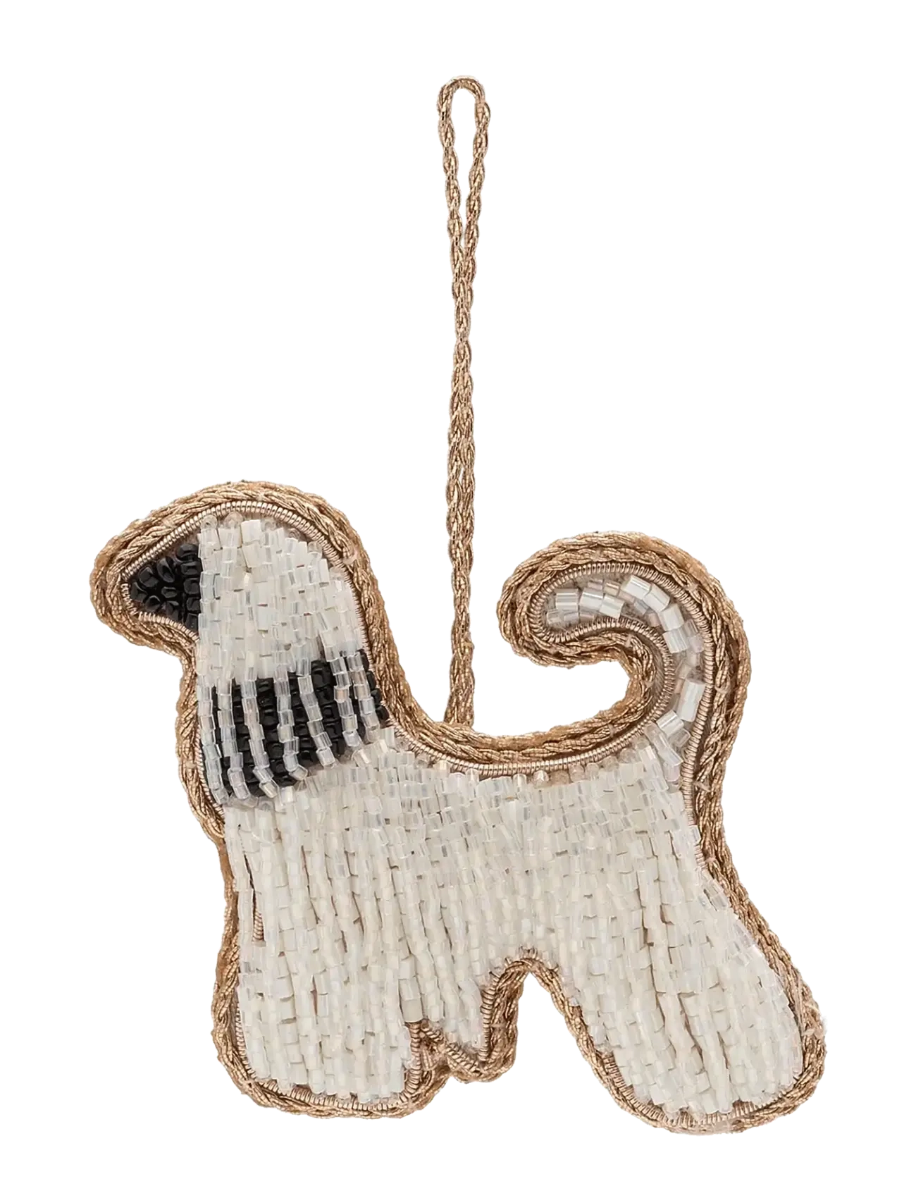 Anna + Nina Beaded Fancy Dog Ornament - Inredning - WHITE / white