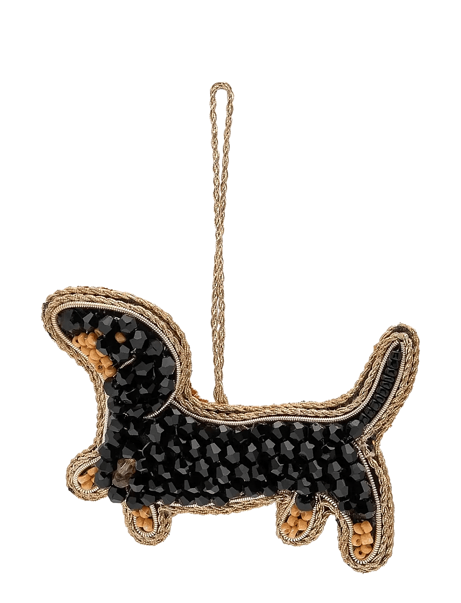 Anna + Nina - Beaded Dachshund Ornament - black - 1