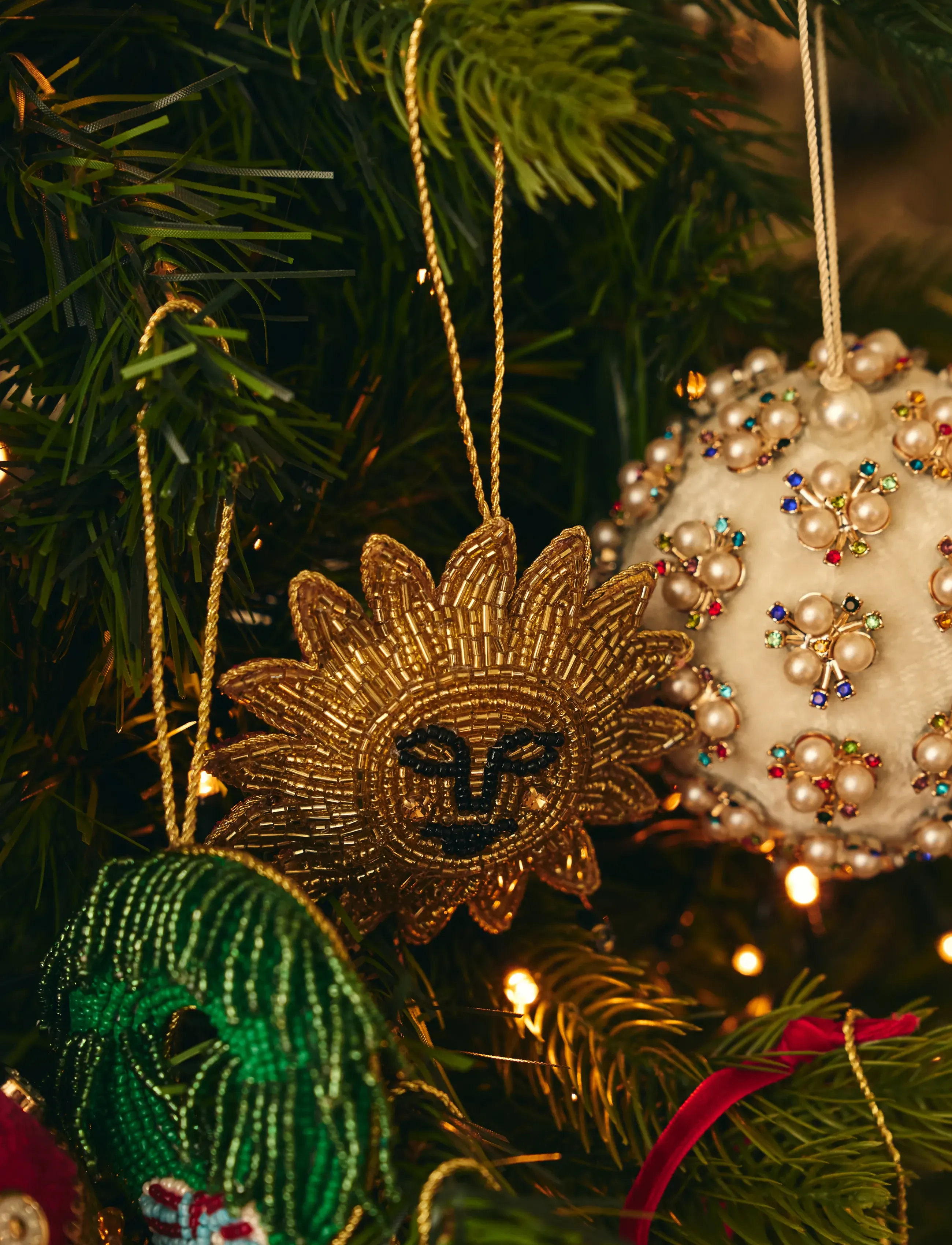 Anna + Nina - Beaded Golden Glow Ornament - yellow - 0