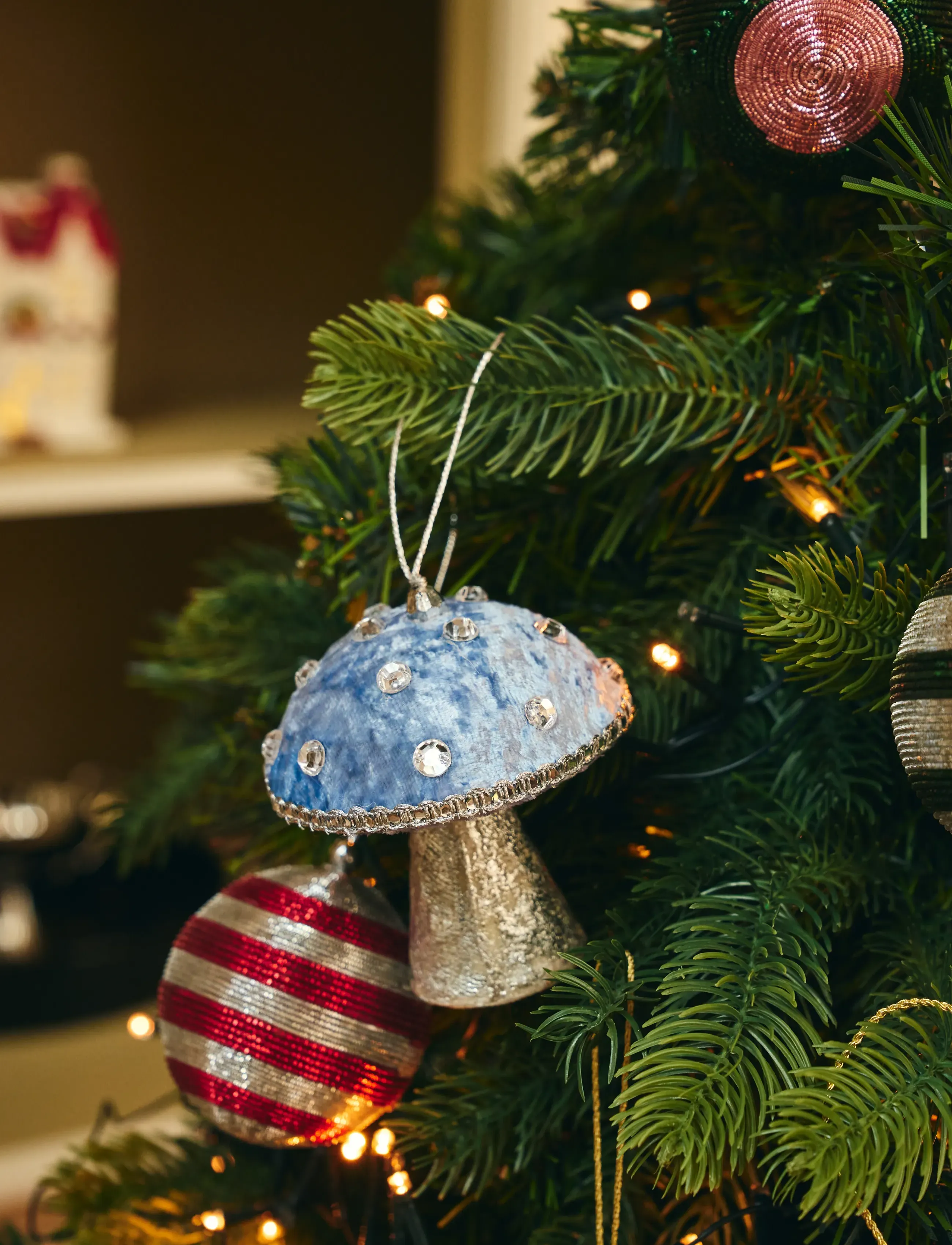 Anna + Nina - Holiday Shroom Mauve Ornament - blue - 2