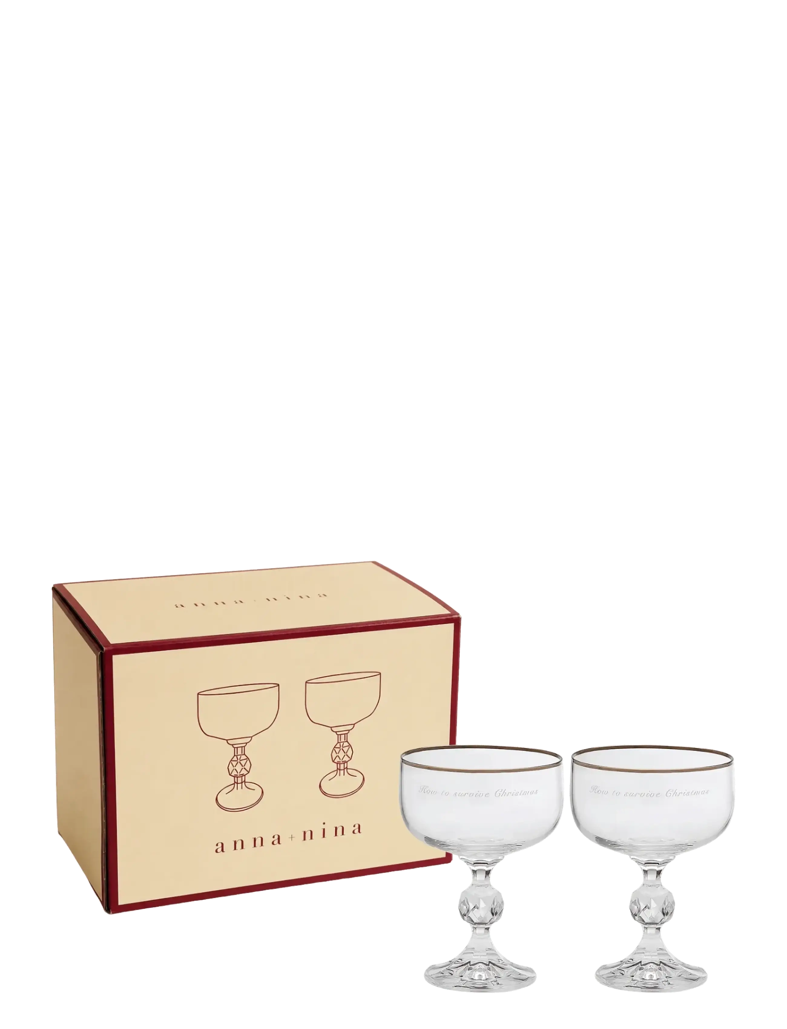 Anna + Nina - Surviving Christmas Cocktail Glass Set of 2 - christmas tableware - silver - 1