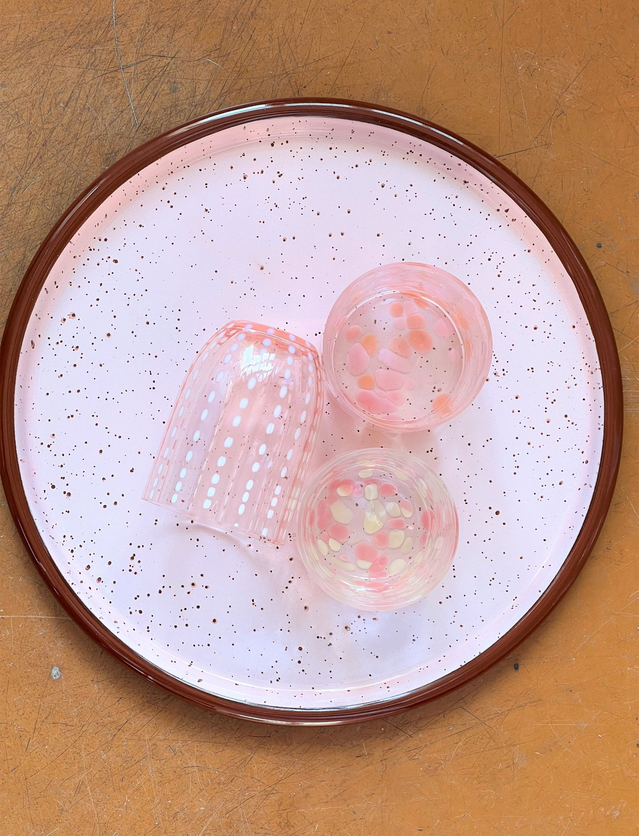 Anna von Lipa - Sparkles Plate with Rosa & Brown - alhaisimmat hinnat - rosa & brown - 1