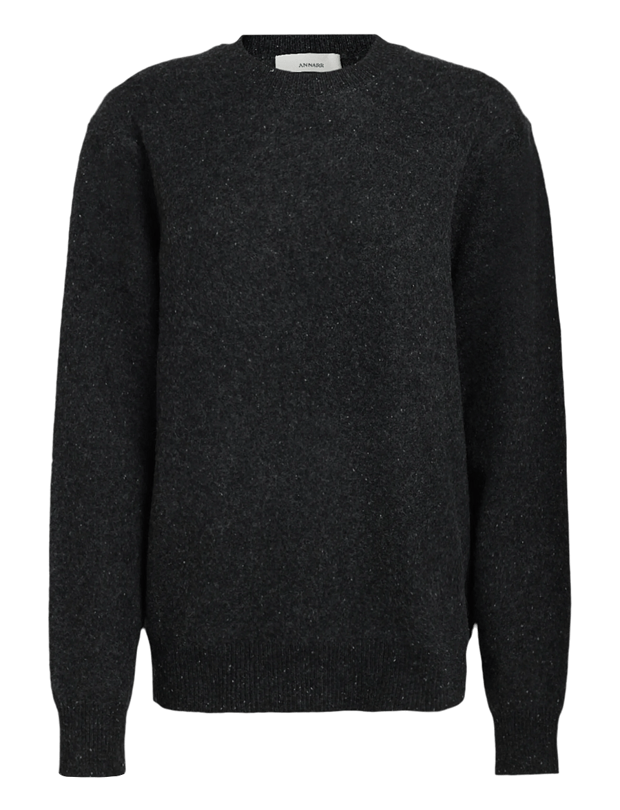 Annarr - ANRRAGI LS KNIT WOOL CREW NECK - Ümara kaelusega - charcoal art - 1