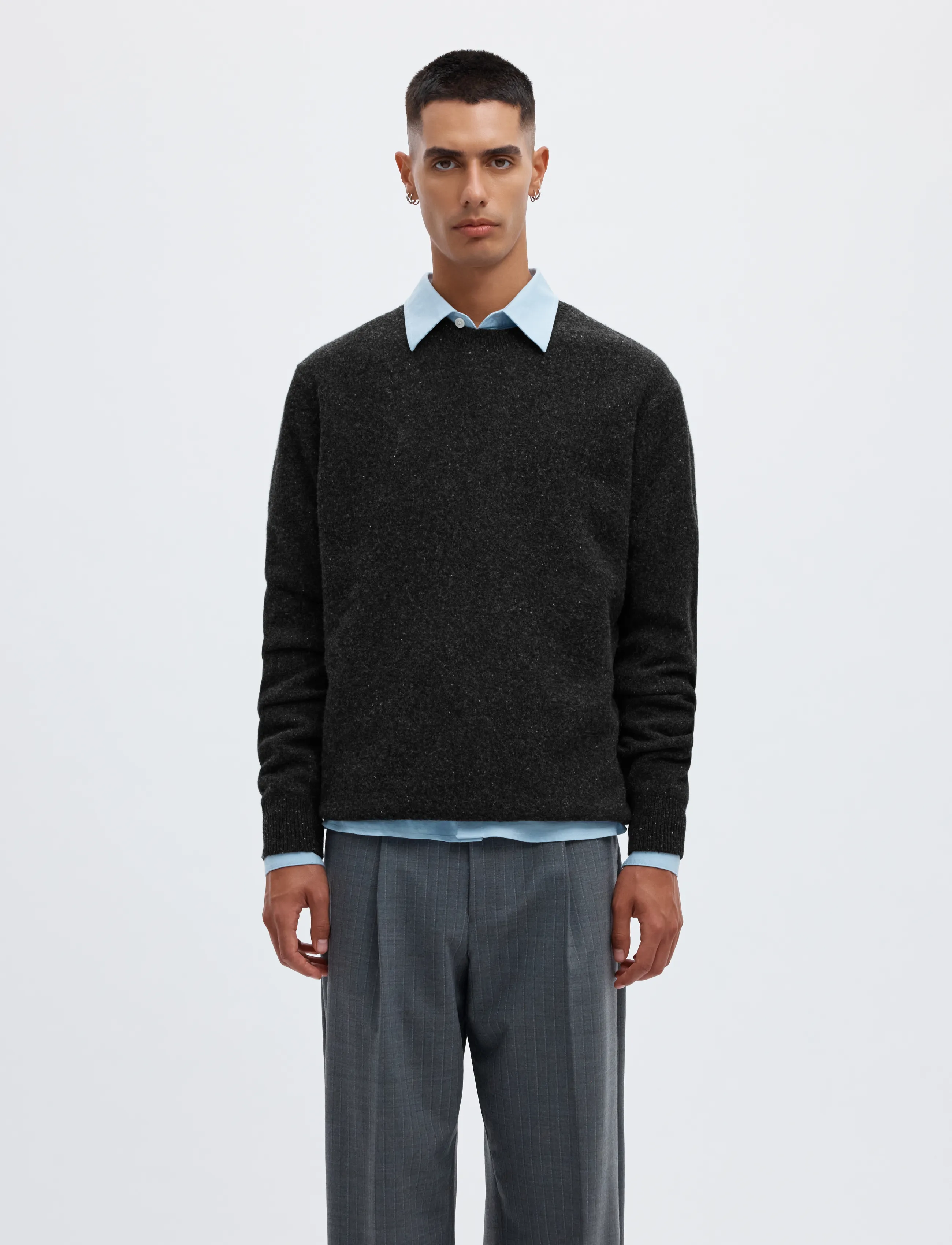 Annarr Anrragi Ls Knit Wool Crew Neck, S, Knitwear, Grau - Round Necks, Männerswear