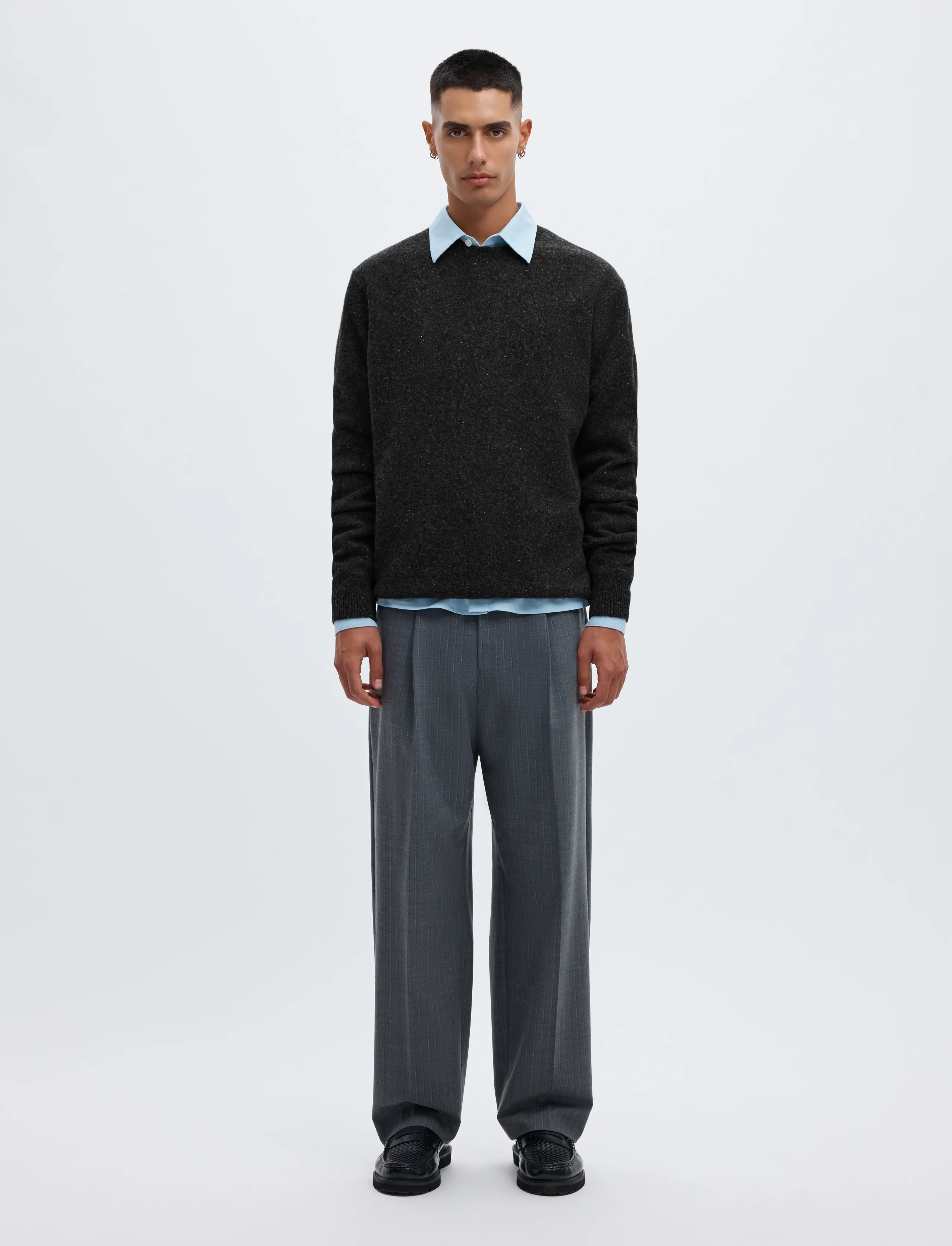 Annarr - ANRRAGI LS KNIT WOOL CREW NECK - Ümara kaelusega - charcoal art - 4