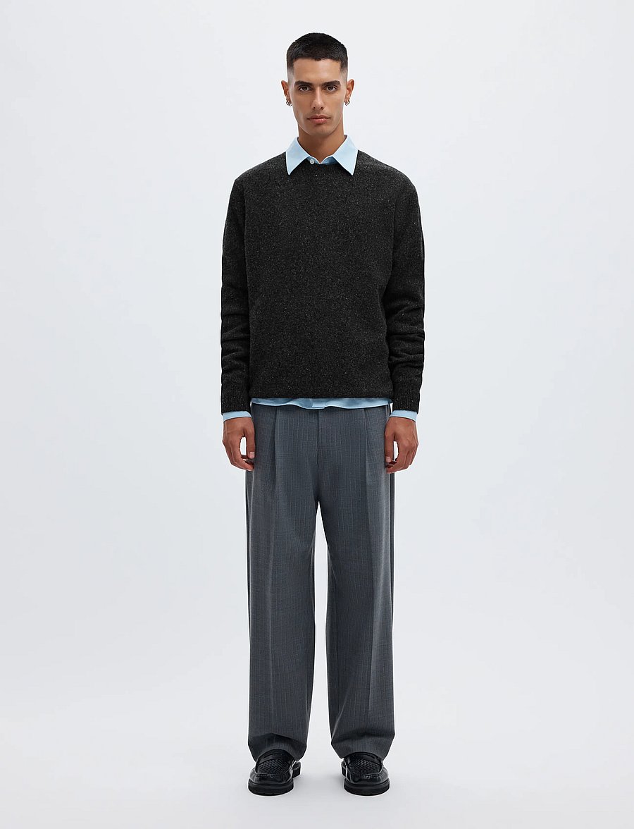 Annarr - ANRRAGI LS KNIT WOOL CREW NECK - Ümara kaelusega - charcoal art - 4