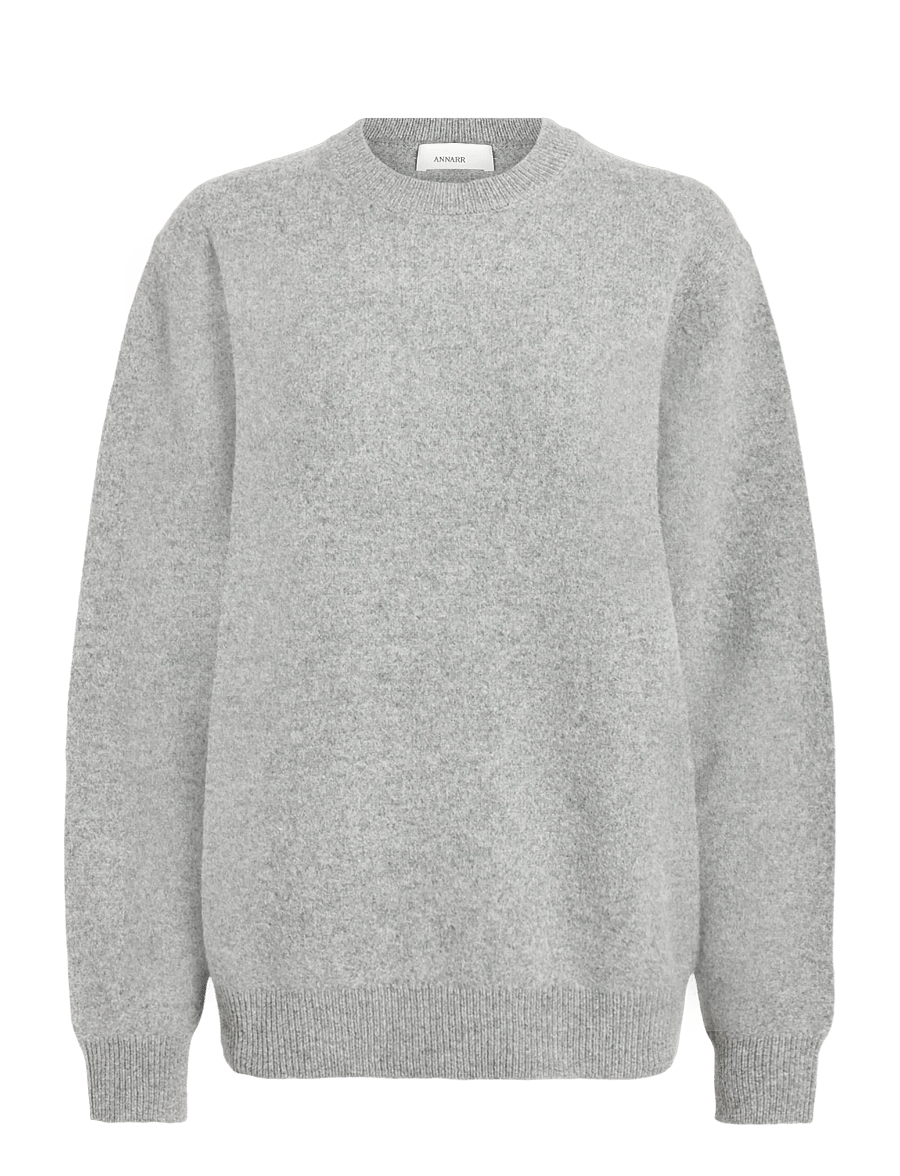 Annarr - ANRRAGI LS KNIT WOOL CREW NECK - Ümara kaelusega - medium grey melange - 1