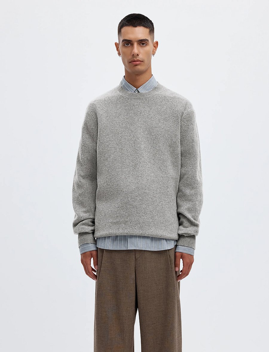 Annarr - ANRRAGI LS KNIT WOOL CREW NECK - Ümara kaelusega - medium grey melange - 0