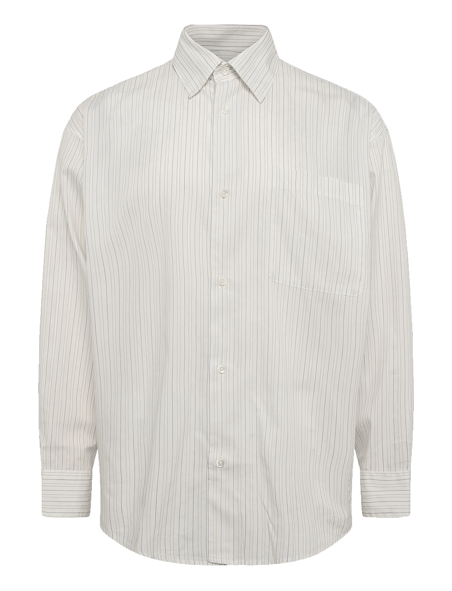Annarr - ANRVOLUND-STRIPE TEX SHIRT LS - randiga skjortor - beige - 1