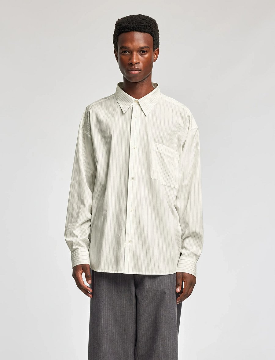 Annarr - ANRVOLUND-STRIPE TEX SHIRT LS - randiga skjortor - beige - 0