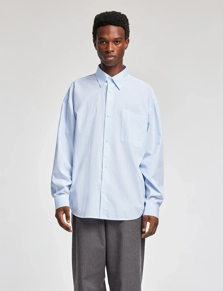 Annarr - ANRVOLUND-STRIPE TEX SHIRT LS - stribede skjorter - light blue - 0