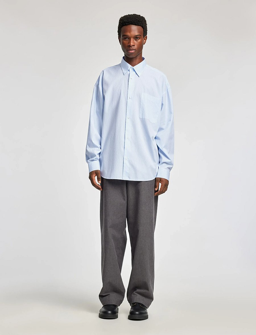 Annarr - ANRVOLUND-STRIPE TEX SHIRT LS - stribede skjorter - light blue - 4