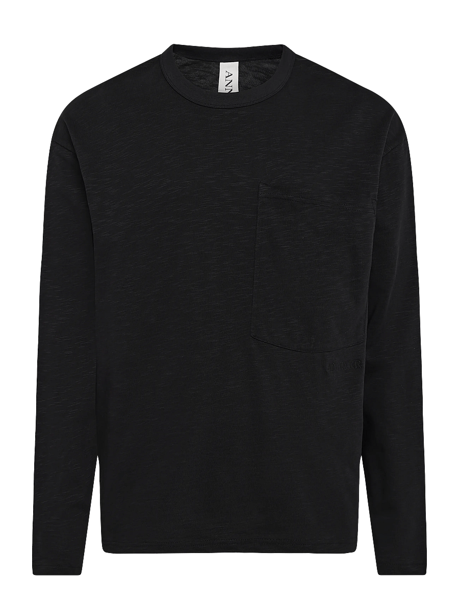 Annarr - ANRFENRIR LS O-NECK TEE - långärmade t-shirts - black onyx - 1