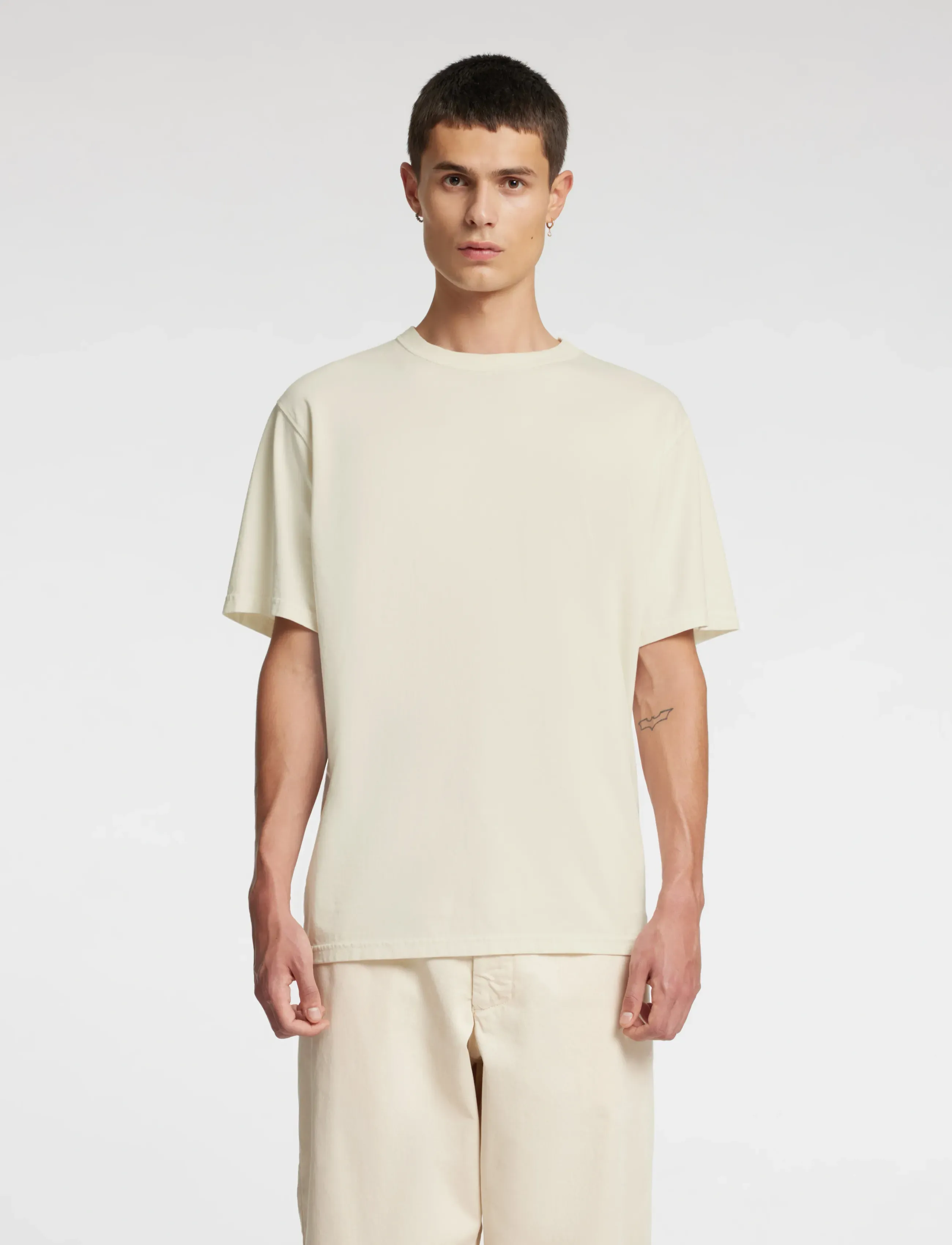 Annarr ANRRO SS O-NECK TEE - T-shirts - BIRCH / cream