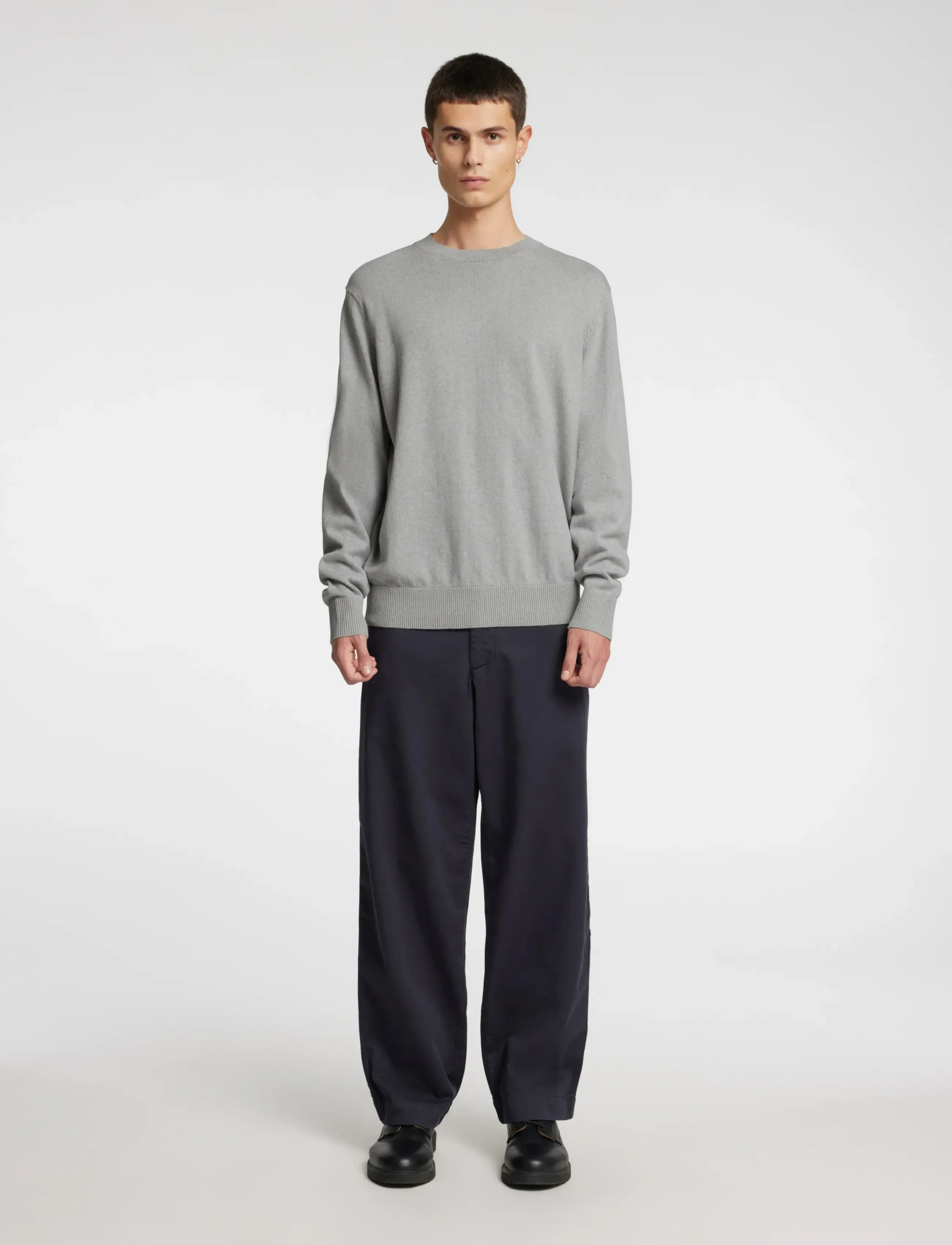 Annarr - ANRRAGI LS KNIT TWIST CREW NECK - light grey melange - 4