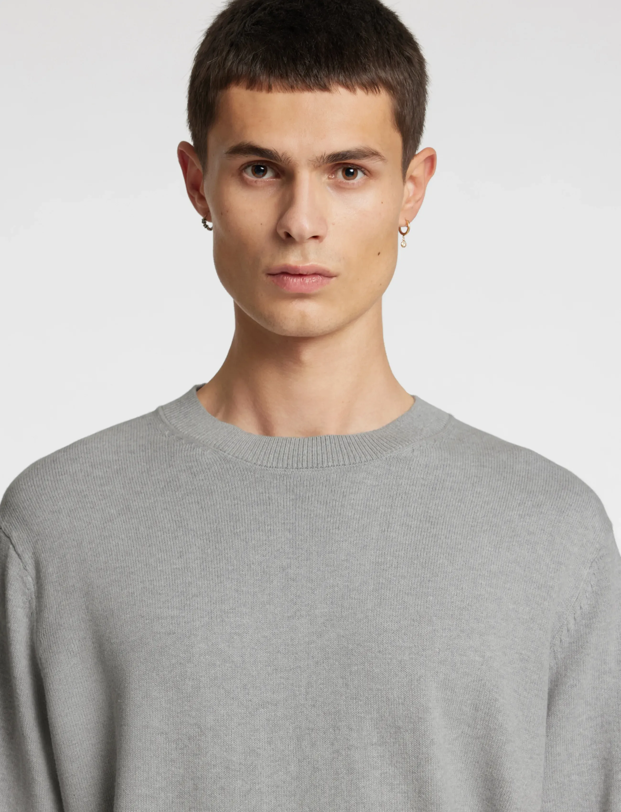 Annarr - ANRRAGI LS KNIT TWIST CREW NECK - light grey melange - 5