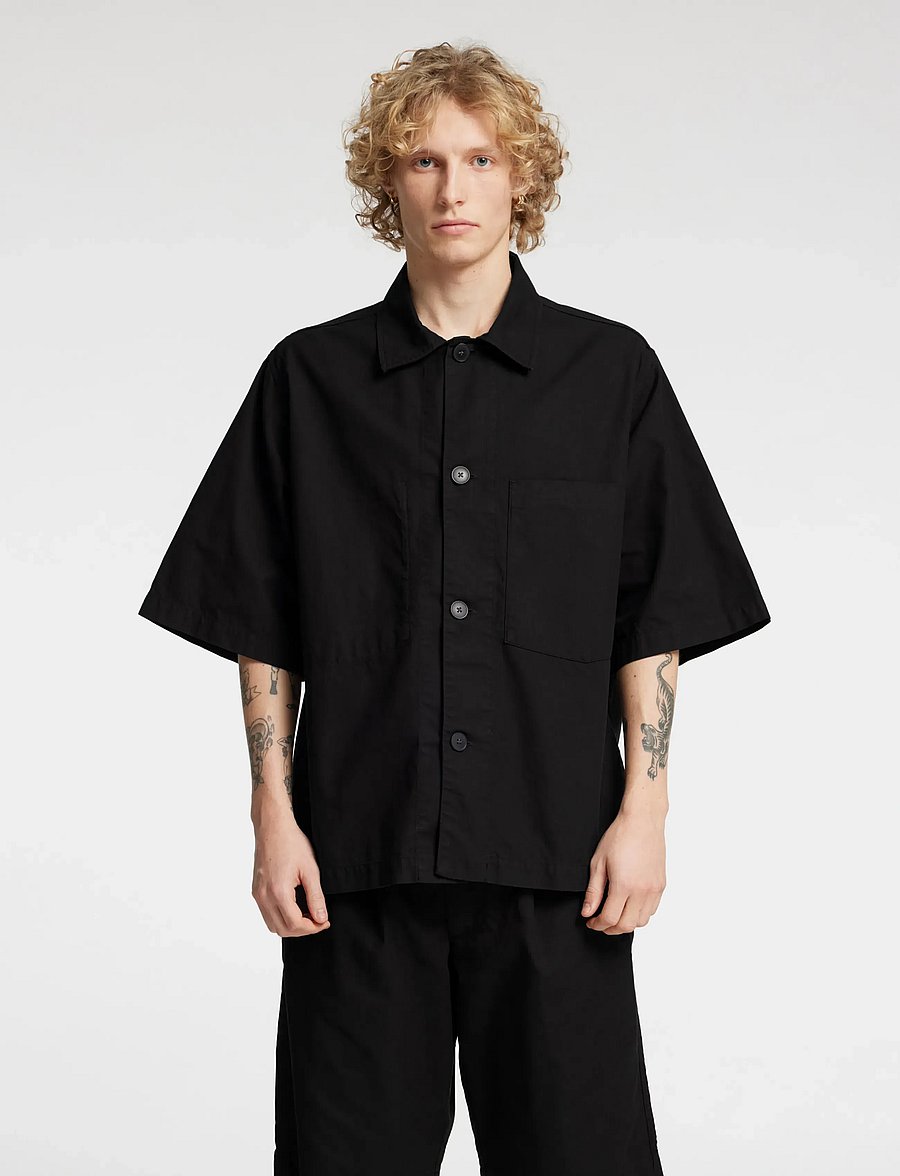 Annarr - ANRHARKI OVERSHIRT SS - kortärmade skjortor - black - 0