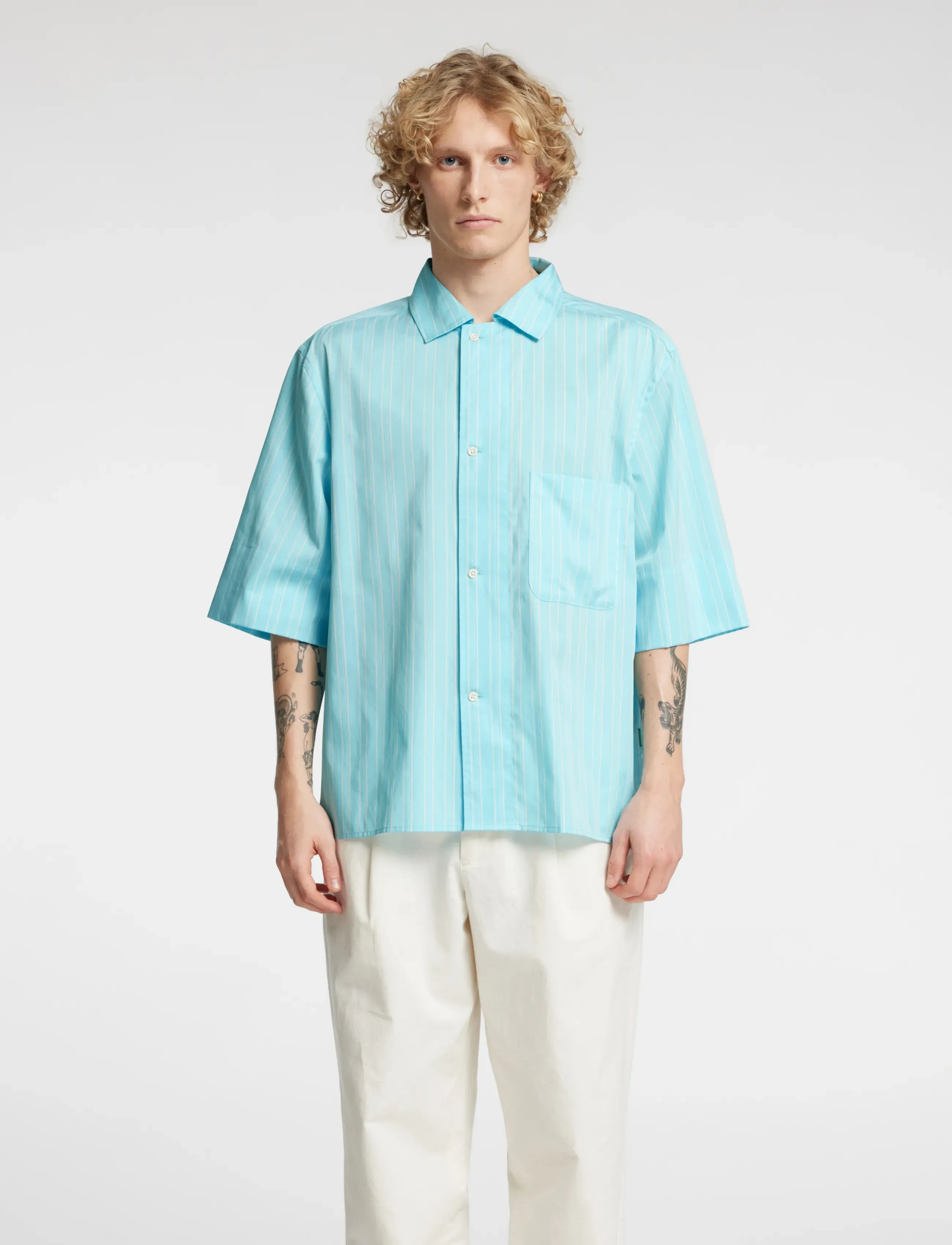 Annarr Anrholmes Mix Ss Shirt, XL, Shirts, Blau - Casual Männerswear