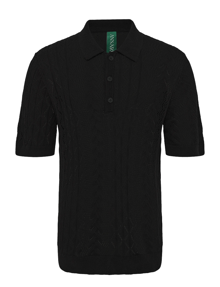 Annarr - ANRMANI CROCHET POLO - black onyx - 1