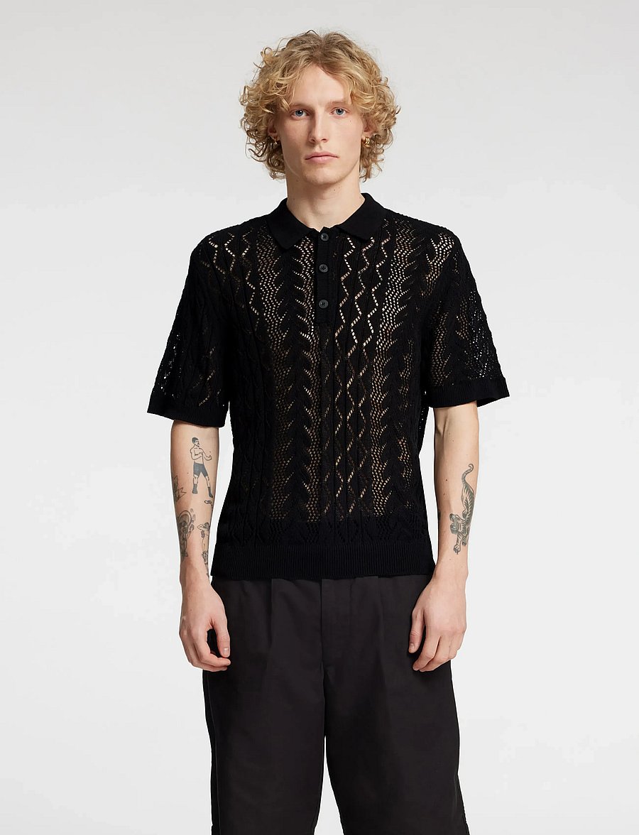 Annarr - ANRMANI CROCHET POLO - black onyx - 0