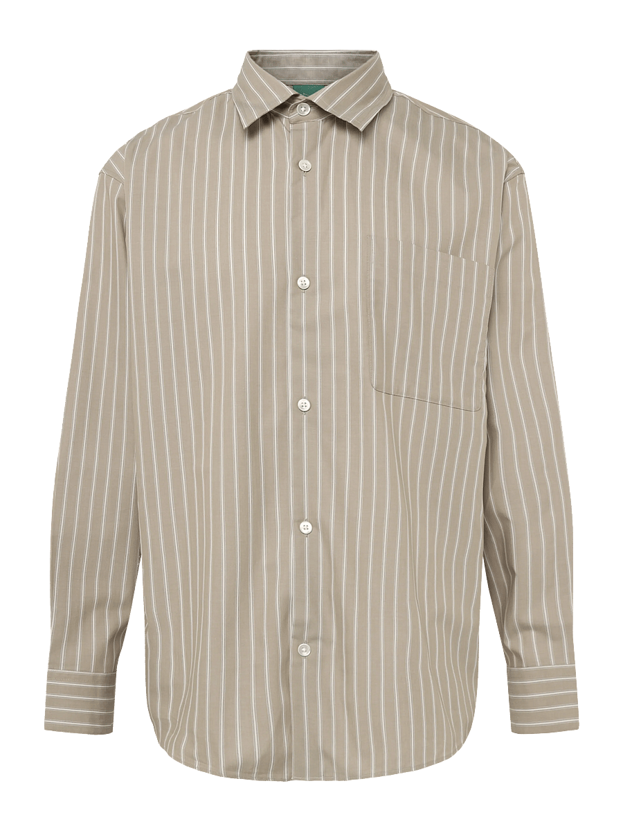 Annarr - ANRVOLUND-POPLIN STRIPE MIX SHIRT LS - weathered teak - 0
