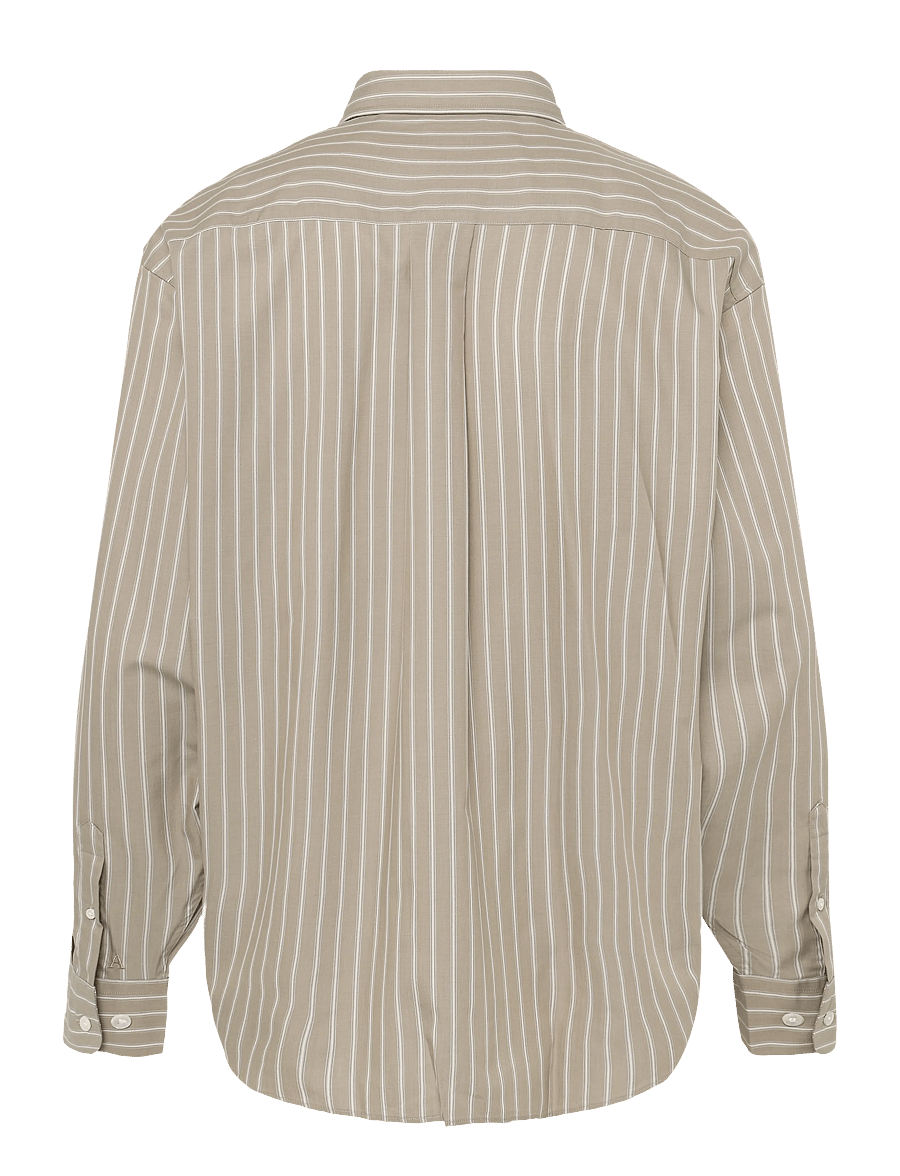 Annarr - ANRVOLUND-POPLIN STRIPE MIX SHIRT LS - weathered teak - 1