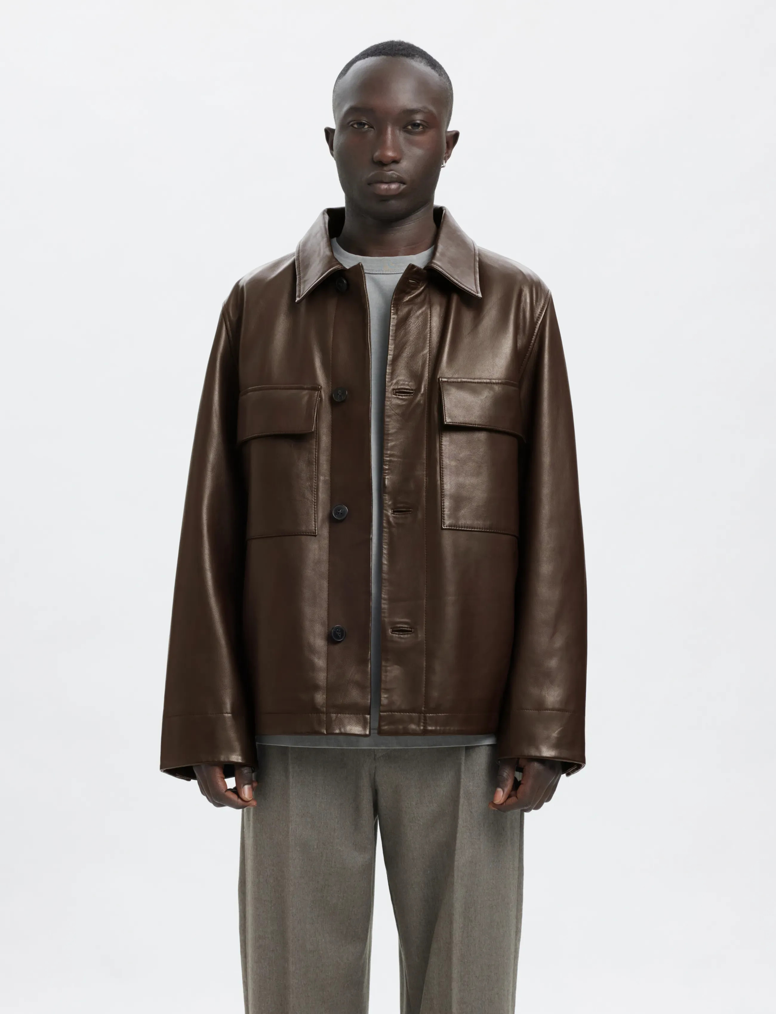 Annarr Anrharki Leather Jkt, S, Jackets, Braun - Leather, Männerswear