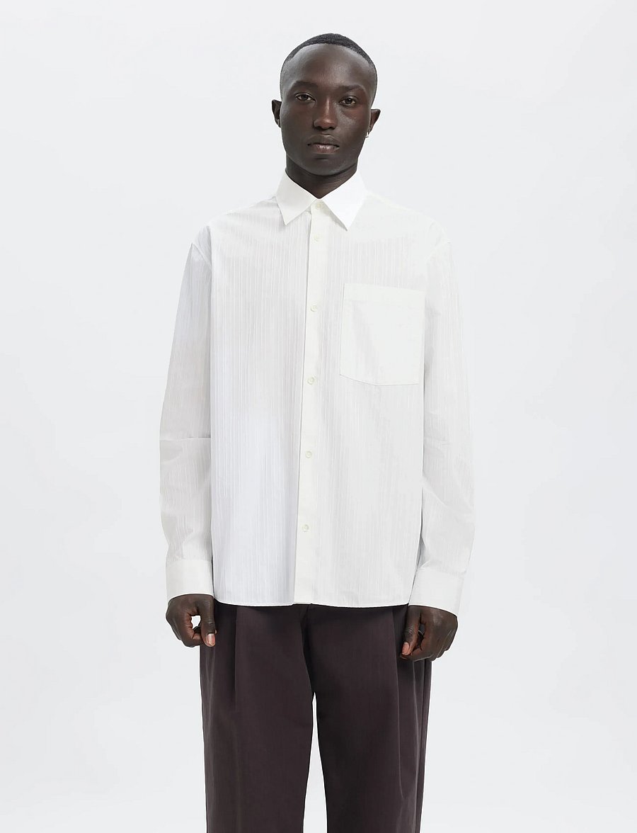 Annarr - ANRASLUND DOBBY LS SHIRT - randiga skjortor - brilliant white - 0