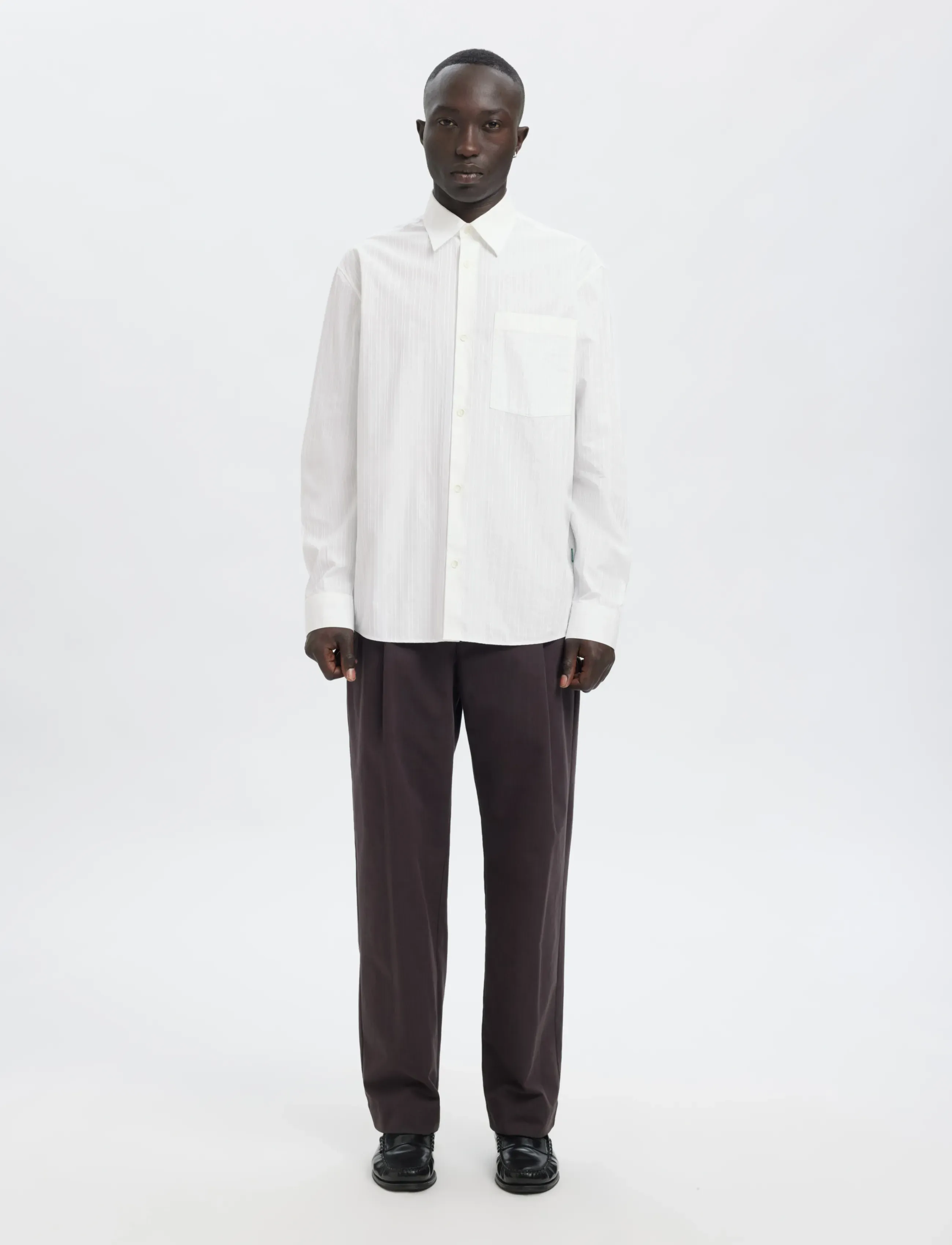 Annarr - ANRASLUND DOBBY LS SHIRT - randiga skjortor - brilliant white - 4