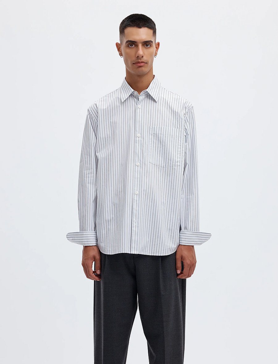 Annarr - ANRASLUND DOBBY LS SHIRT - randiga skjortor - light blue - 0