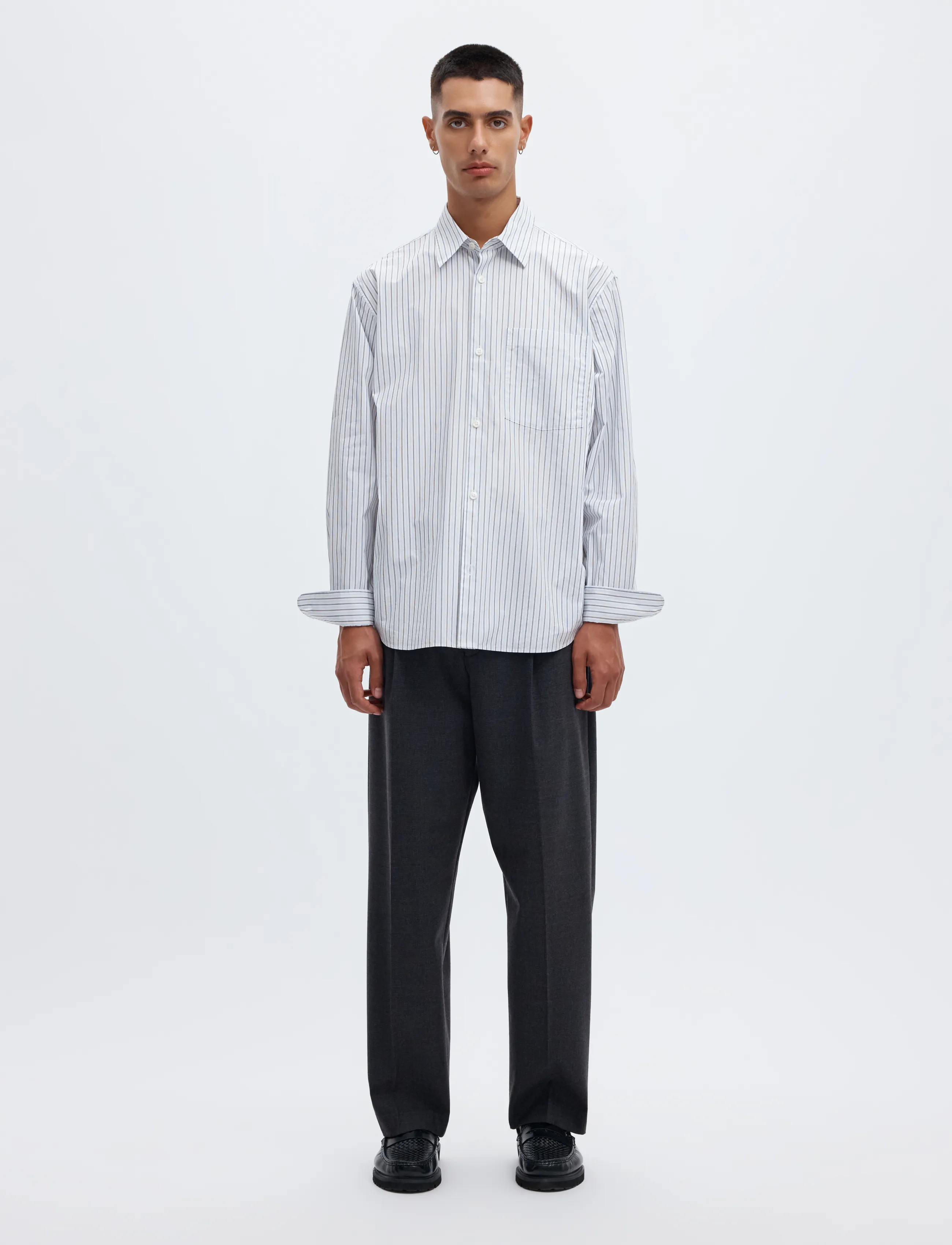 Annarr - ANRASLUND DOBBY LS SHIRT - randiga skjortor - light blue - 4