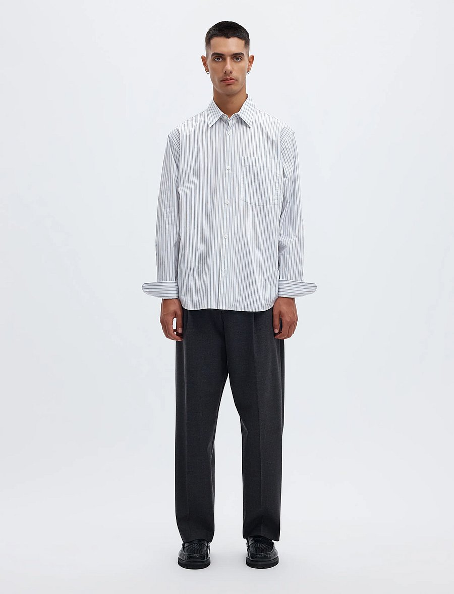 Annarr - ANRASLUND DOBBY LS SHIRT - randiga skjortor - light blue - 4