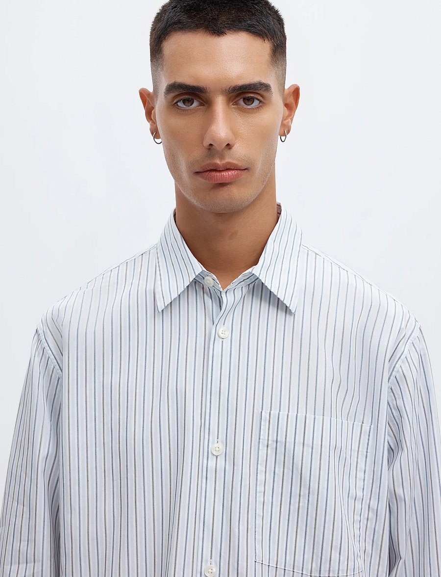 Annarr - ANRASLUND DOBBY LS SHIRT - randiga skjortor - light blue - 5
