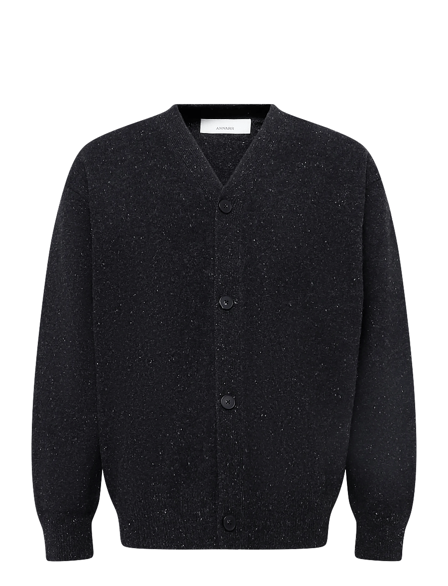Annarr - ANRROLF LS KNIT WOOL CARDIGAN - cardigans - charcoal art - 1