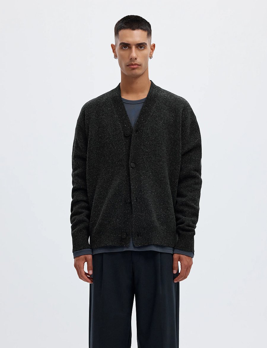 Annarr - ANRROLF LS KNIT WOOL CARDIGAN - cardigans - charcoal art - 0