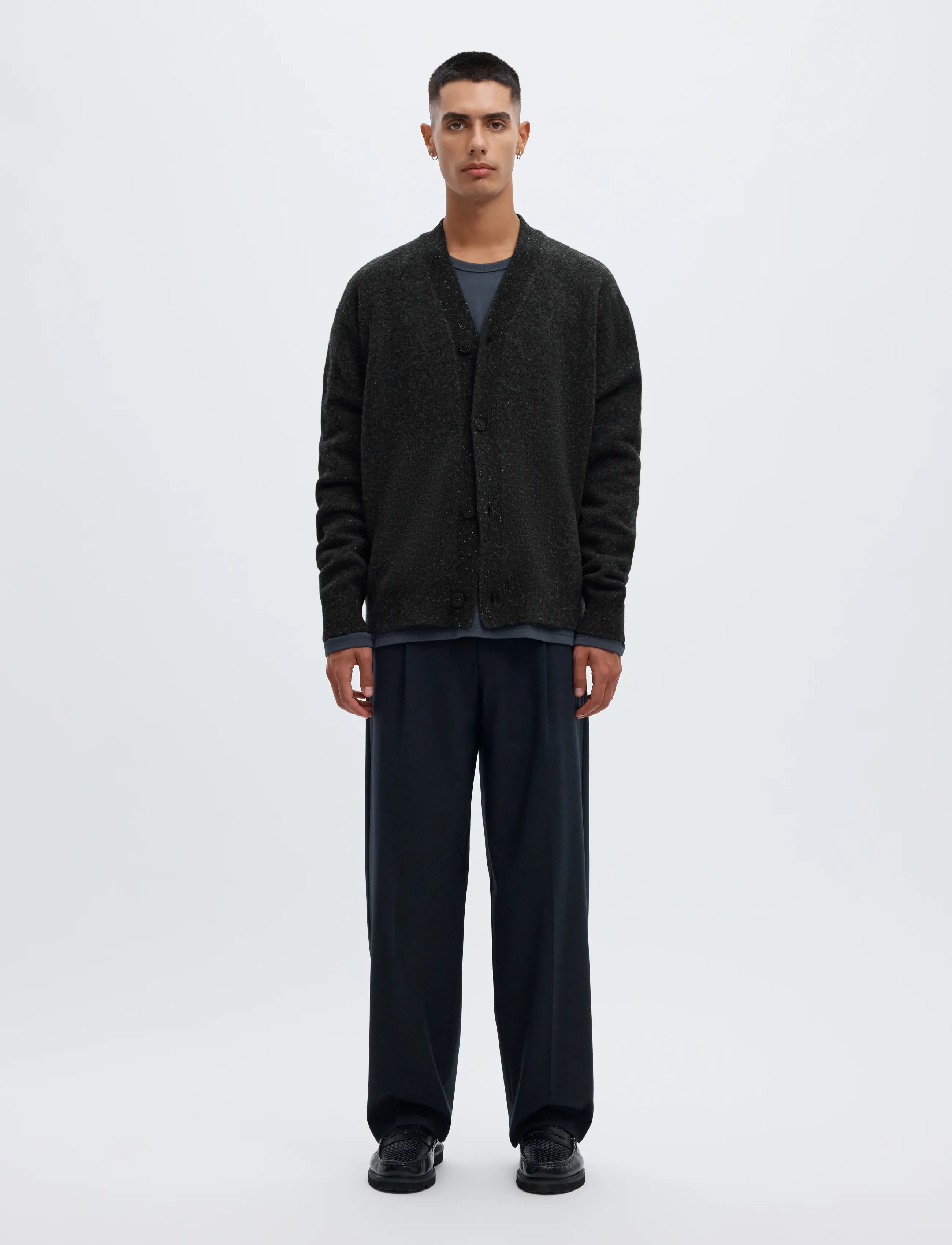 Annarr - ANRROLF LS KNIT WOOL CARDIGAN - charcoal art - 4