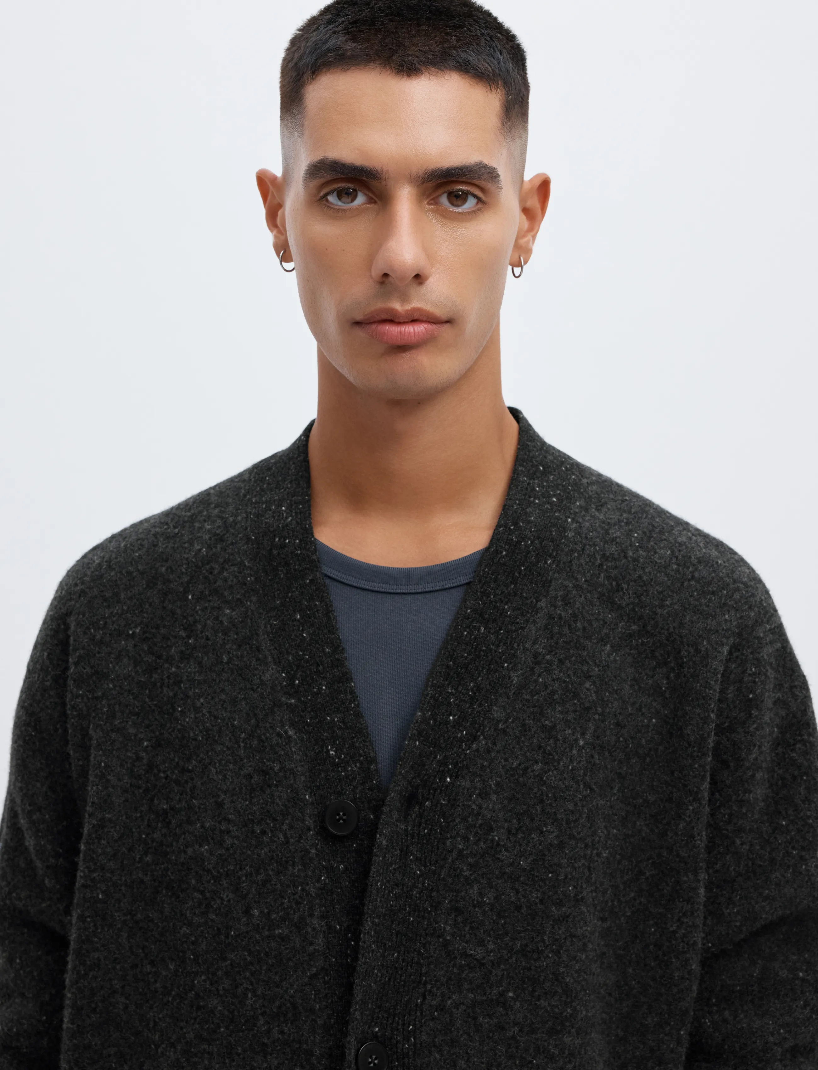 Annarr - ANRROLF LS KNIT WOOL CARDIGAN - charcoal art - 5