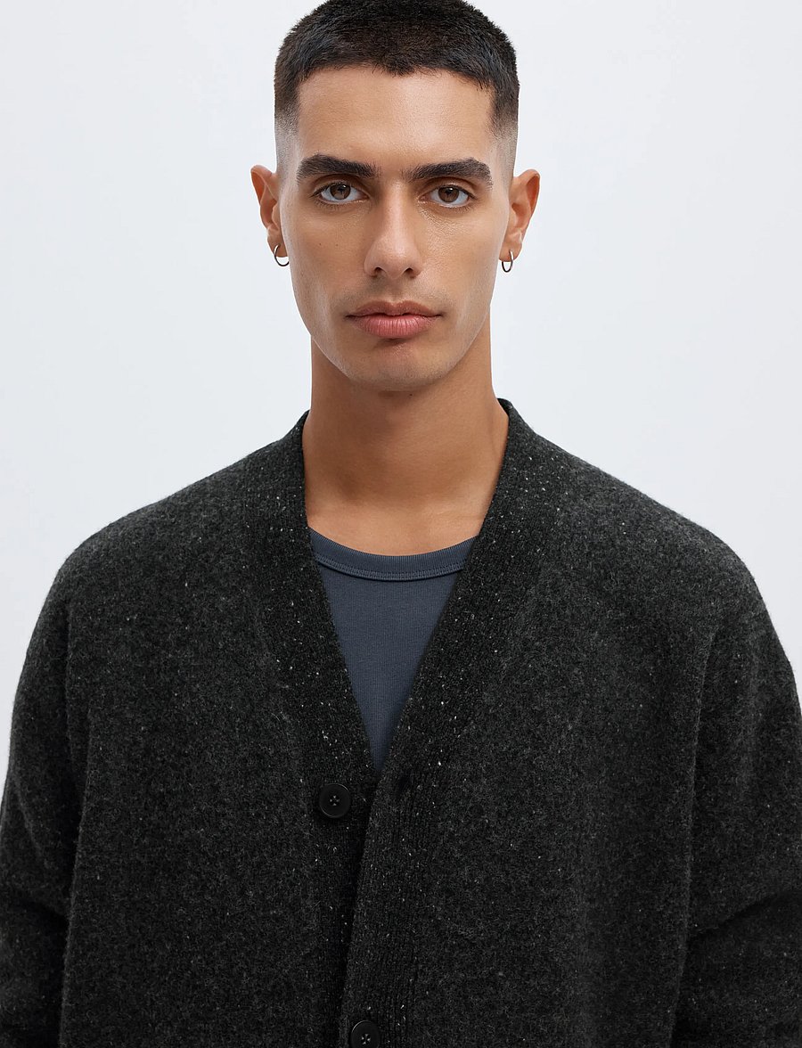 Annarr - ANRROLF LS KNIT WOOL CARDIGAN - cardigans - charcoal art - 5
