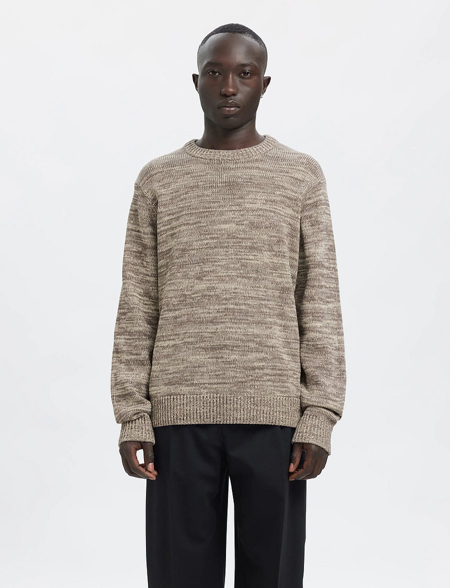 Annarr - ANRJOHAN LS KNIT COTTON STRIPE CREW NECK - rundhalsad - oatmeal - 0