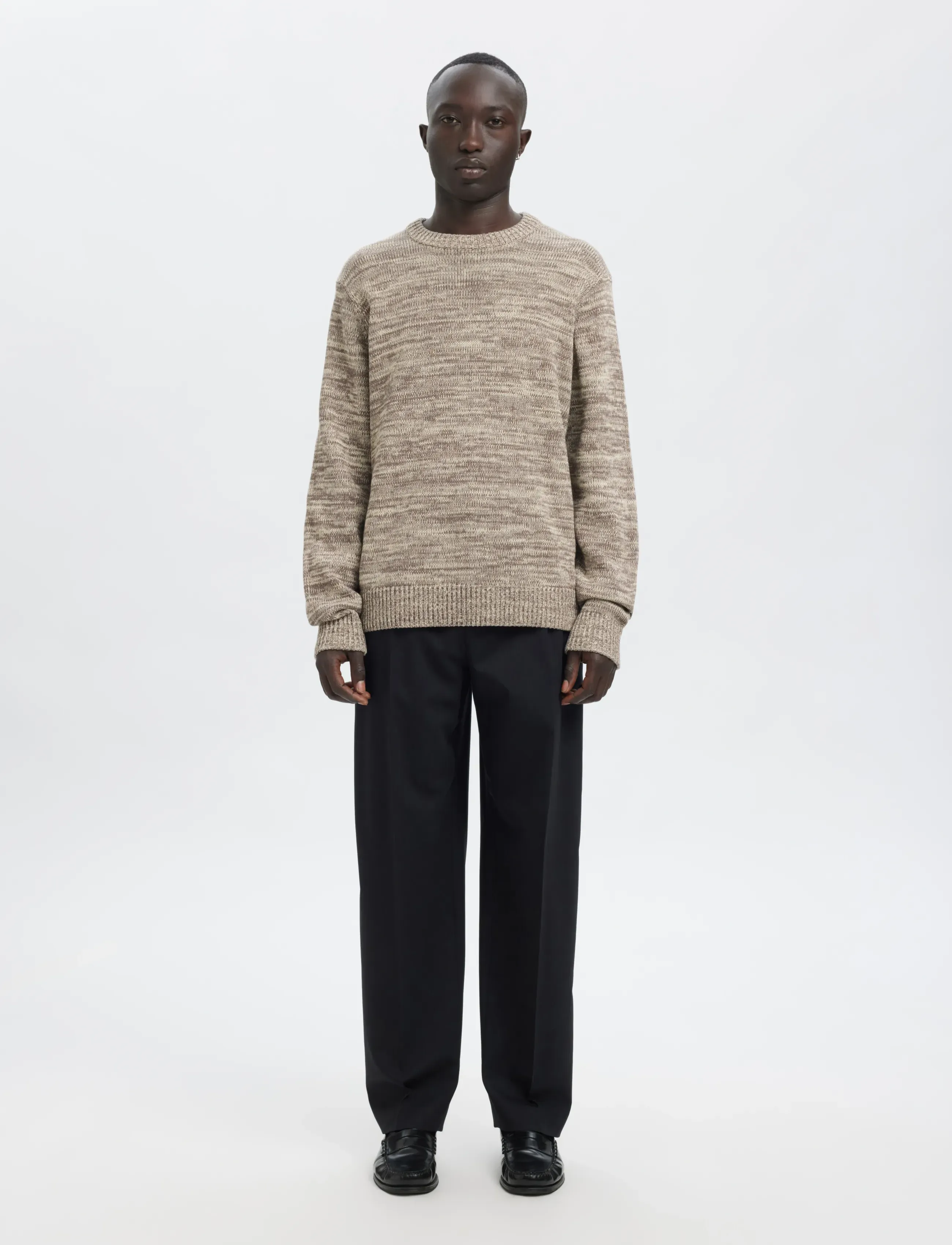 Annarr - ANRJOHAN LS KNIT COTTON STRIPE CREW NECK - rundhalsad - oatmeal - 4