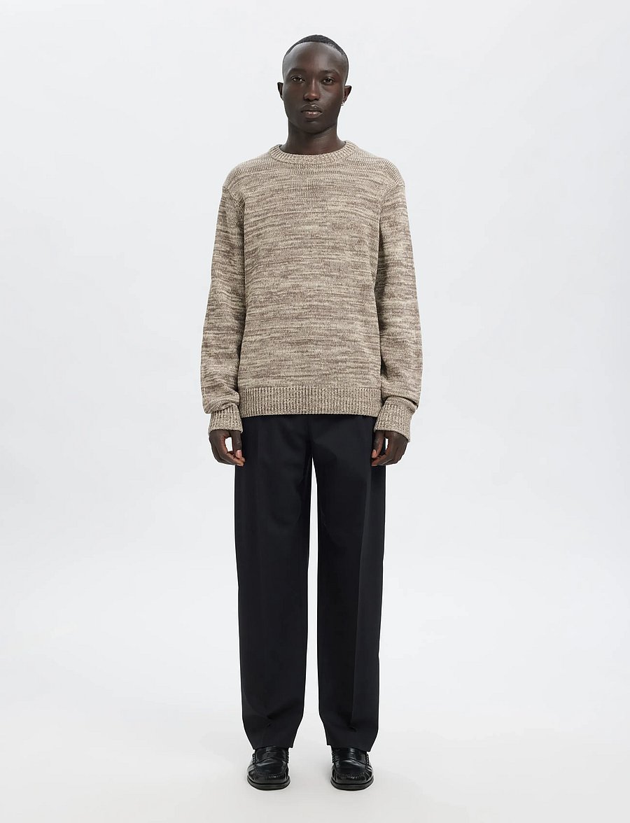 Annarr - ANRJOHAN LS KNIT COTTON STRIPE CREW NECK - rundhalsad - oatmeal - 4