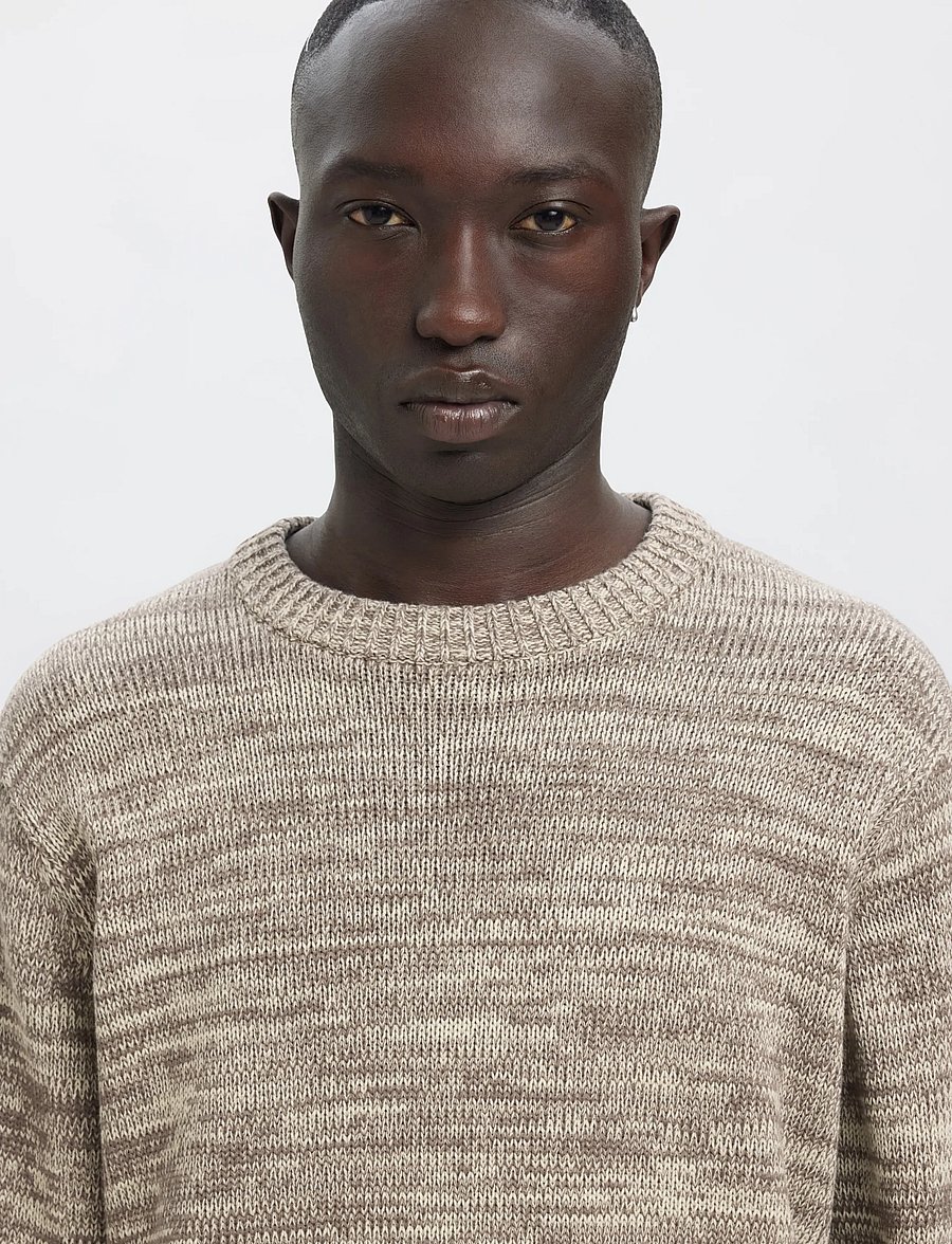 Annarr - ANRJOHAN LS KNIT COTTON STRIPE CREW NECK - rundhalsad - oatmeal - 5