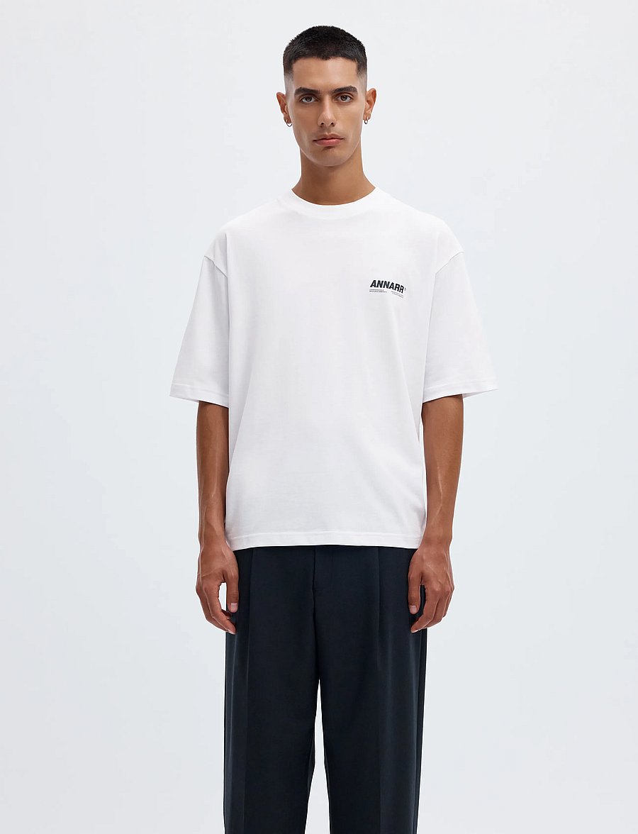 Annarr - ANROKHOLM LOGO SS O-NECK TEE - kurzärmelige t-shirts - brilliant white - 0