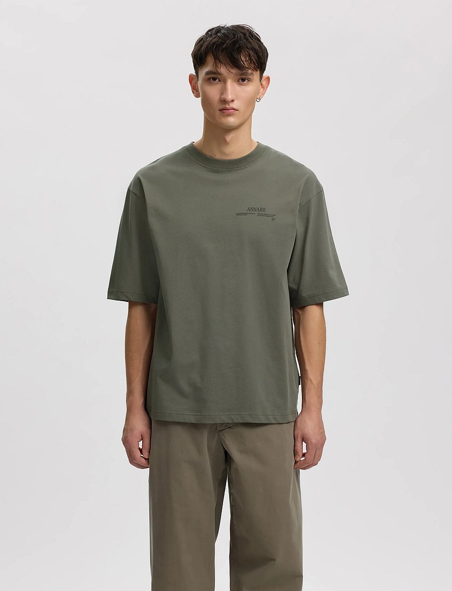 Annarr - ANROKHOLM LOGO SS O-NECK TEE - kurzärmelige t-shirts - castor gray - 0