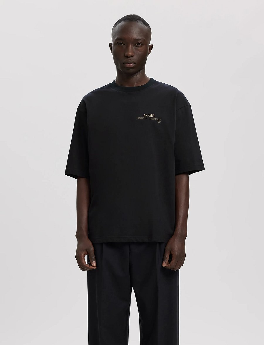 Annarr - ANROKHOLM LOGO SS O-NECK TEE - kurzärmelige t-shirts - dark navy - 0