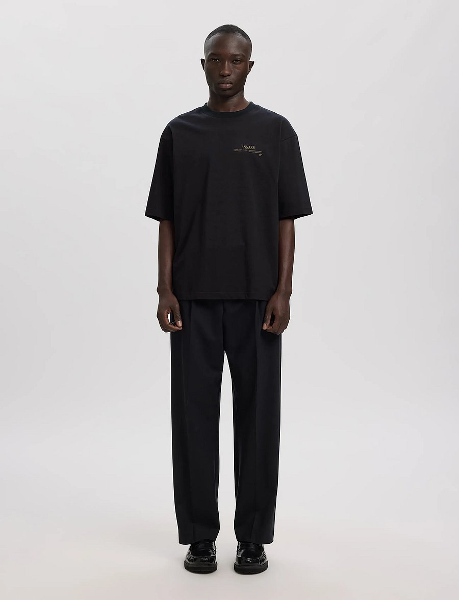 Annarr - ANROKHOLM LOGO SS O-NECK TEE - kurzärmelige t-shirts - dark navy - 4