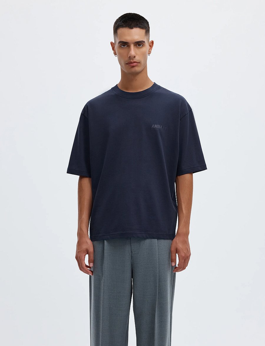 Annarr - ANROKHOLM LOGO SS O-NECK TEE - kurzärmelige t-shirts - dark sapphire - 0